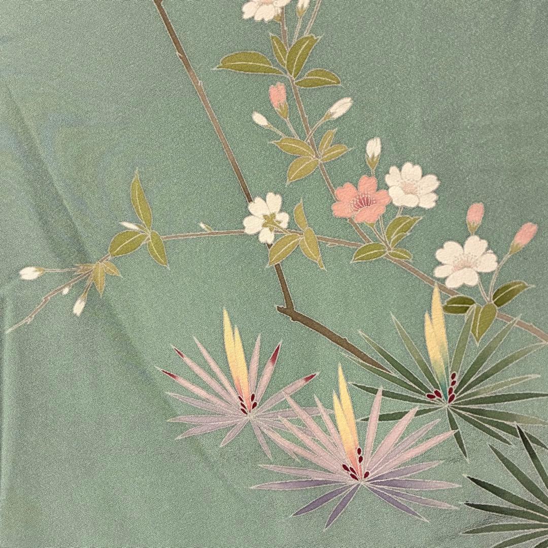 D28 訪問着 友禅 花模様 正絹 着物 袷 しつけ糸付き未使用極美品