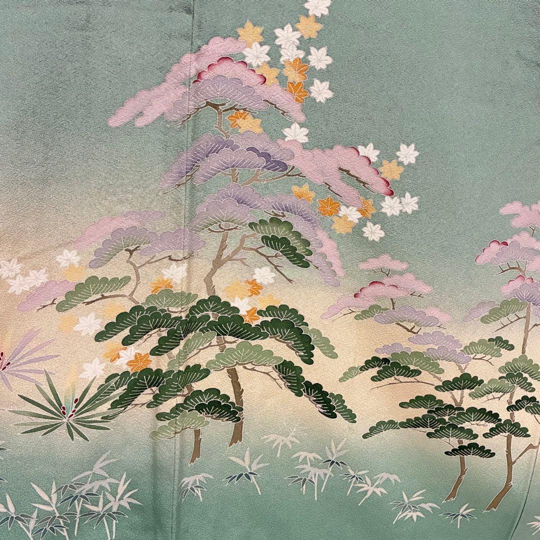 D28 訪問着 友禅 花模様 正絹 着物 袷 しつけ糸付き未使用極美品