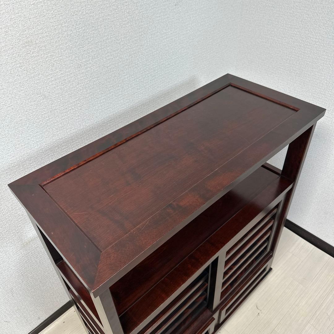 北海道民芸家具 茶棚 茶箪笥 飾り棚 樺 無垢材 管理No.i4※