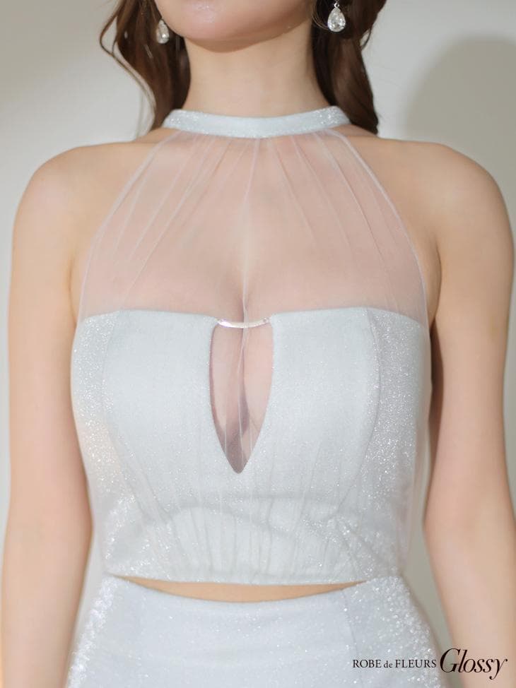 【人気のXS】ROBE de FLEURS ホルターネックxラメ セットアップ