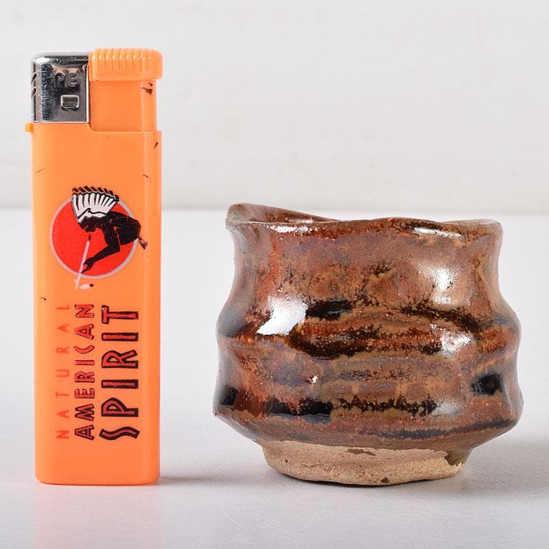 1080赤津窯　人間国宝　荒川豊蔵作　瀬戸酒杯　共箱　V　R7993