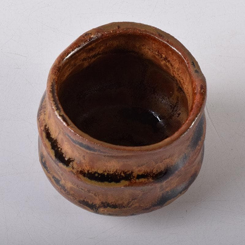 1080赤津窯　人間国宝　荒川豊蔵作　瀬戸酒杯　共箱　V　R7993