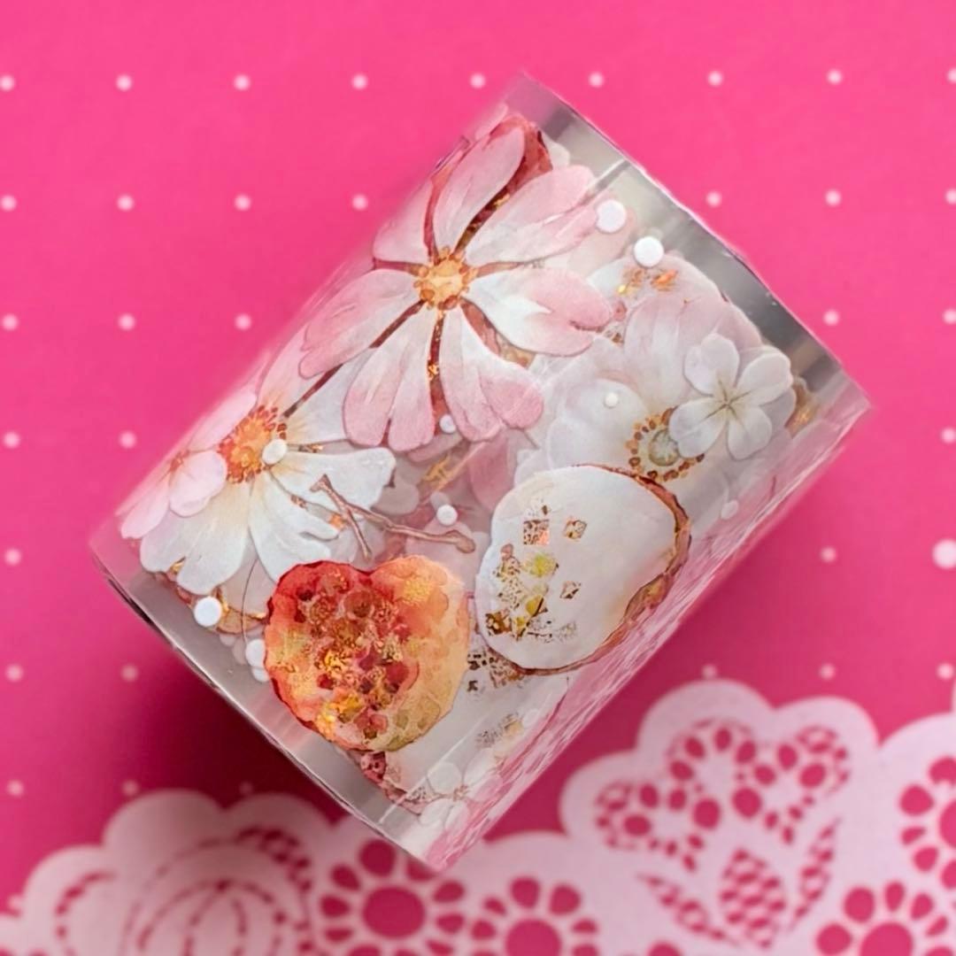贝壳金 荔枝玫瑰夏洛特 5cm×6m 海外マスキングテープ　花