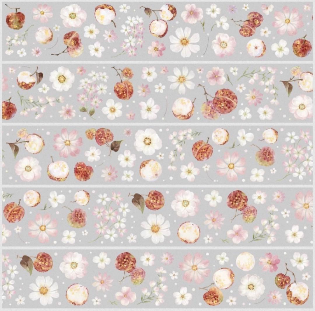 贝壳金 荔枝玫瑰夏洛特 5cm×6m 海外マスキングテープ　花