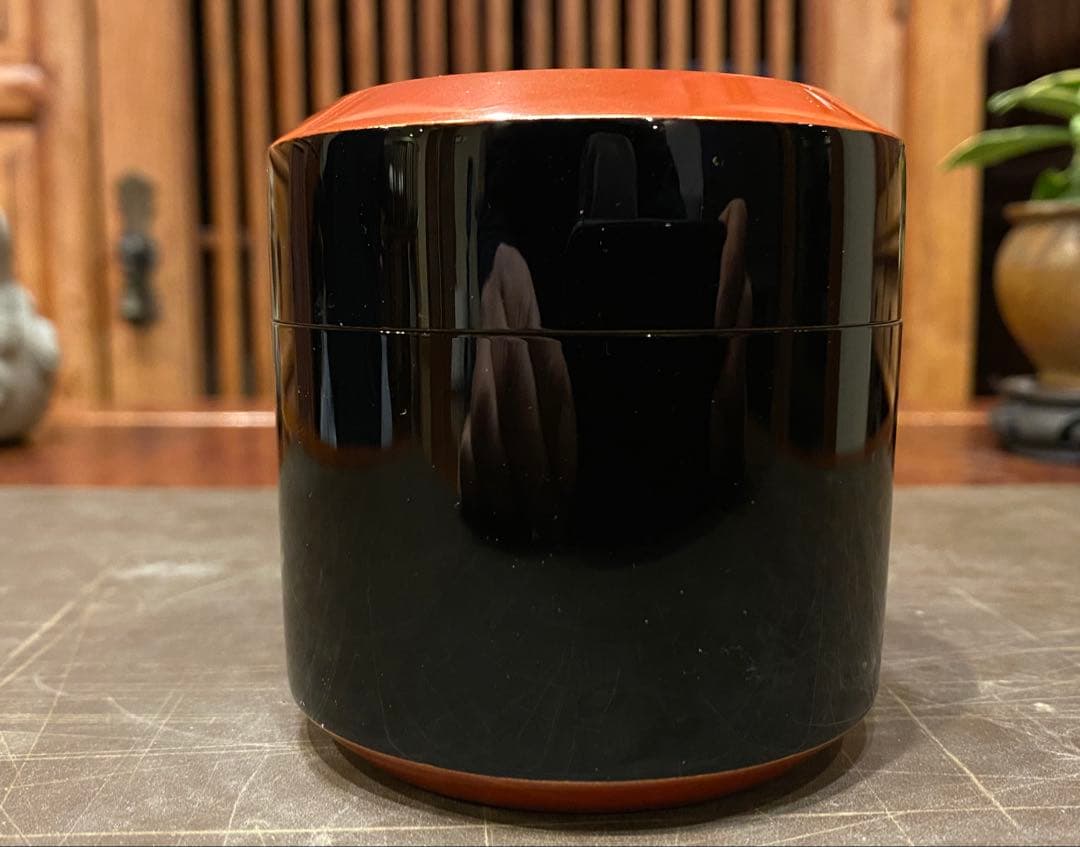 輪島塗　棗　蒔絵・鶴紋　鈴谷鐵五郎作 茶道具・ヴィンテージ　レア