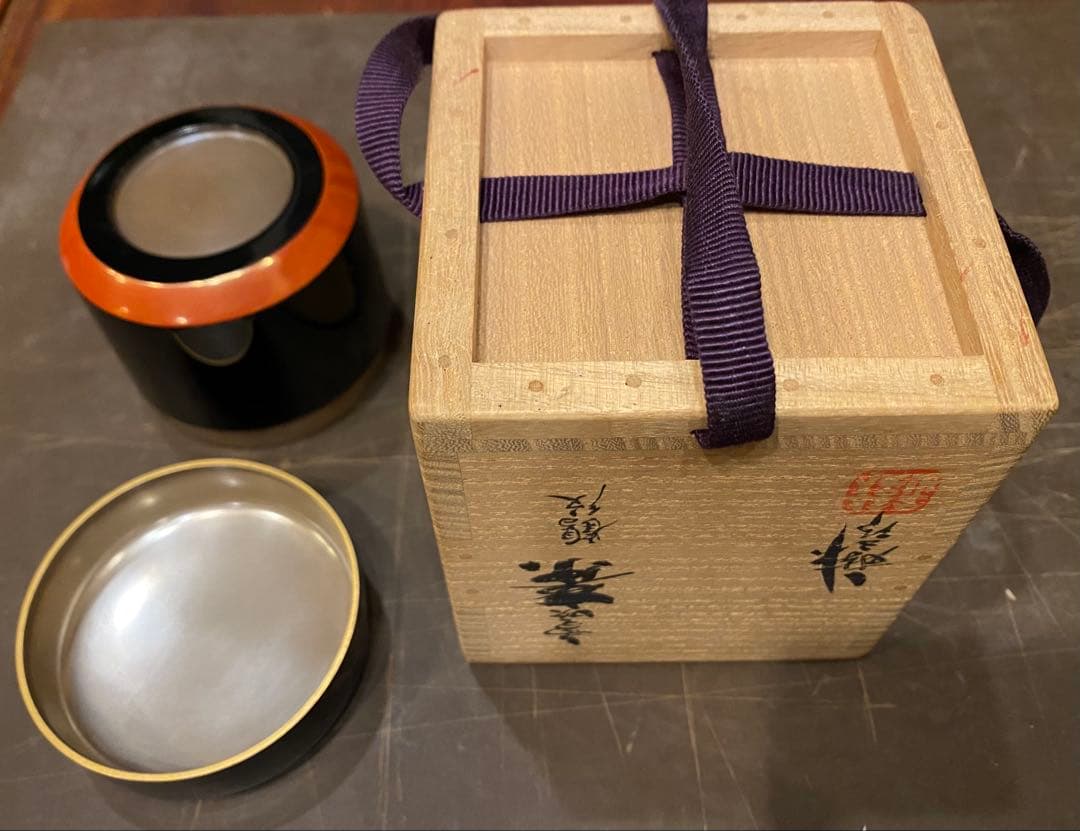 輪島塗　棗　蒔絵・鶴紋　鈴谷鐵五郎作 茶道具・ヴィンテージ　レア