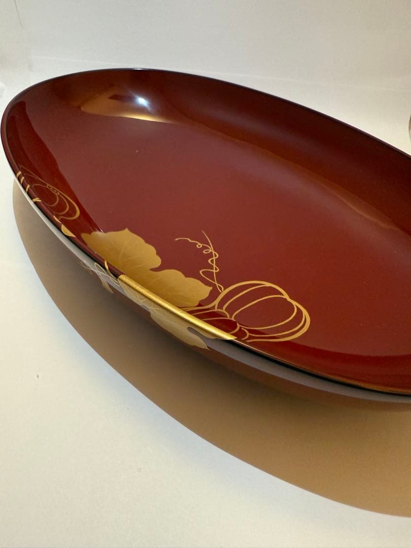 パスタ鉢　輪島塗り　蒔絵 260x160x55mm 椿蒔絵