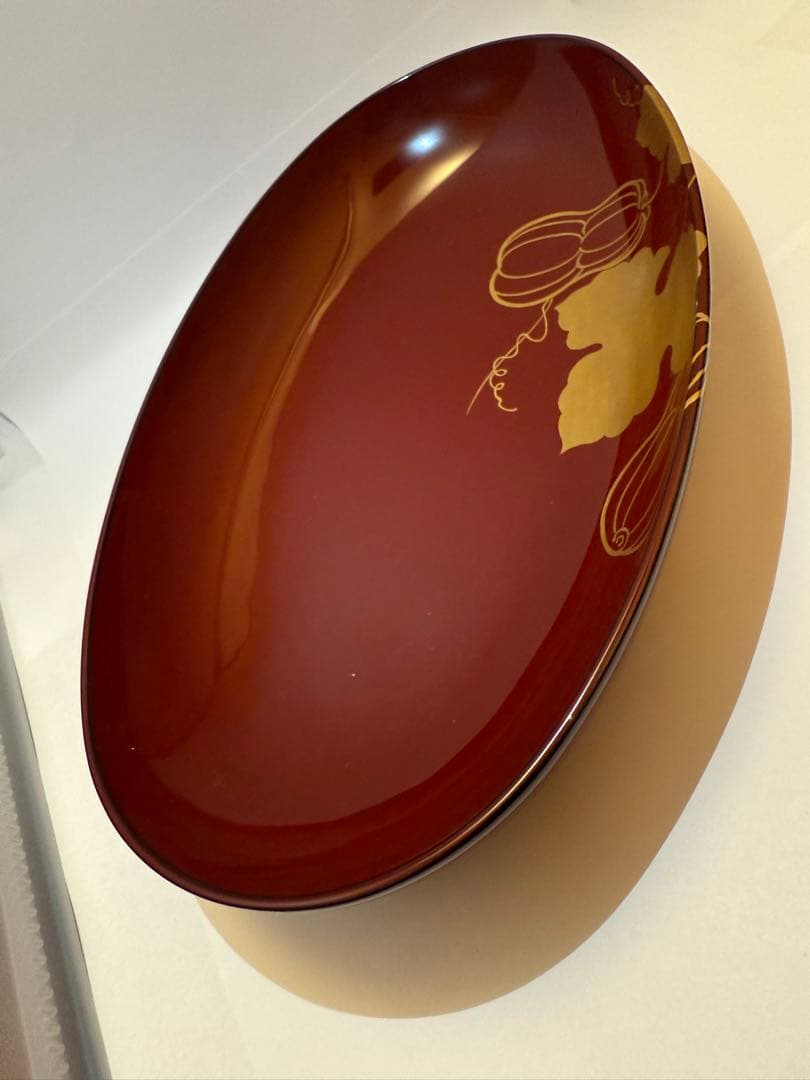 パスタ鉢　輪島塗り　蒔絵 260x160x55mm 椿蒔絵