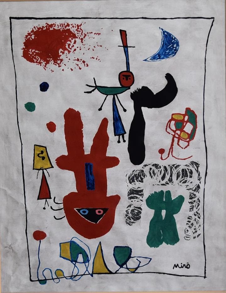 20世紀最大の巨匠　ジョアン・ミロ　画伯肉筆作品　インテリア　記念品　絵画