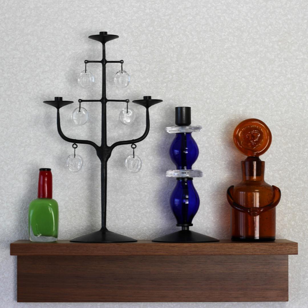 【美品・刻印】エリックホグラン　キャンドルスタンド オニオン型2段　ブルー 01