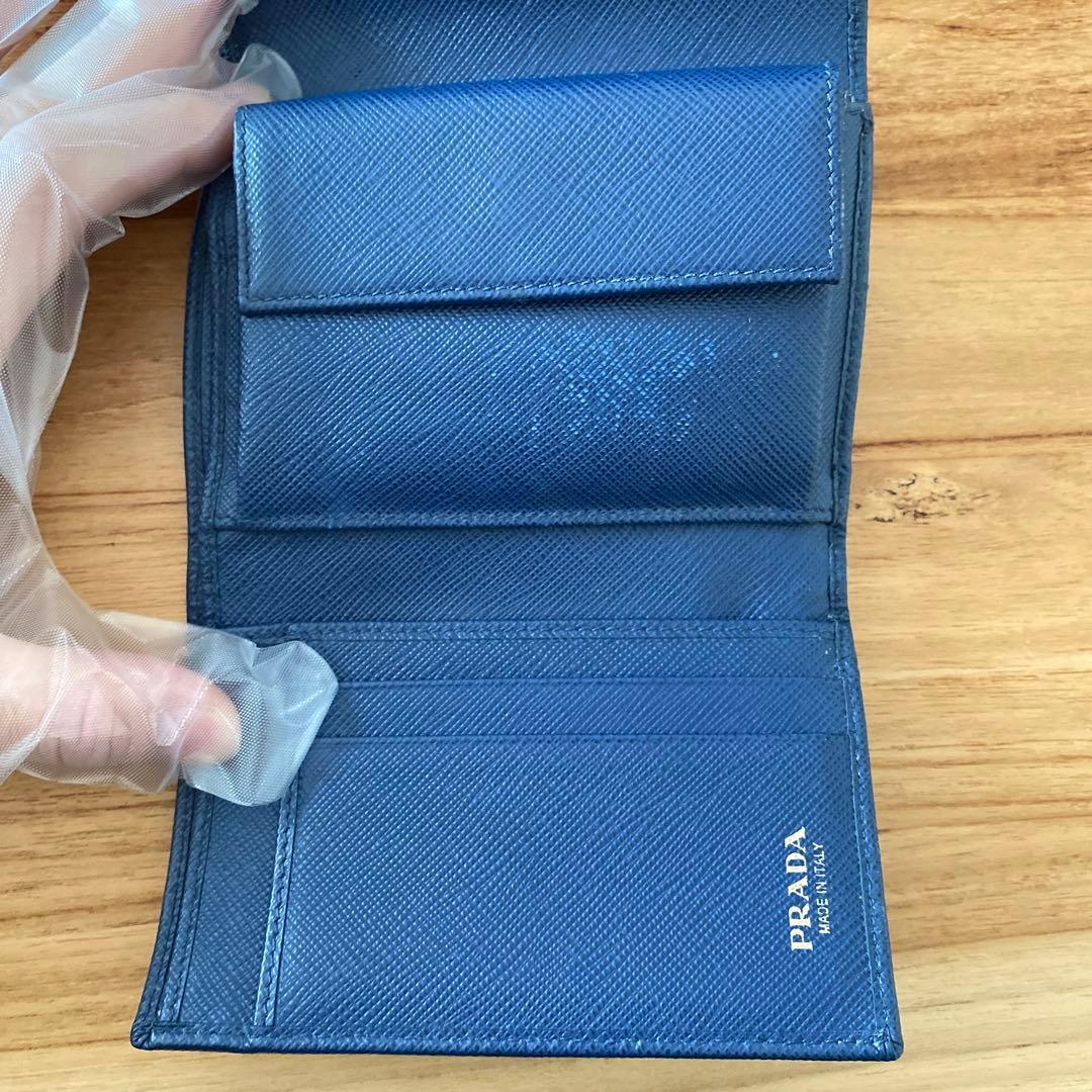 PRADA サフィアーノレザー 三つ折り財布 ネイビー