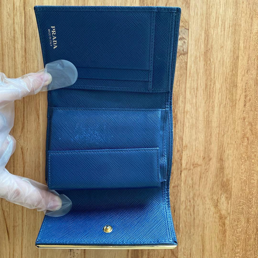 PRADA サフィアーノレザー 三つ折り財布 ネイビー