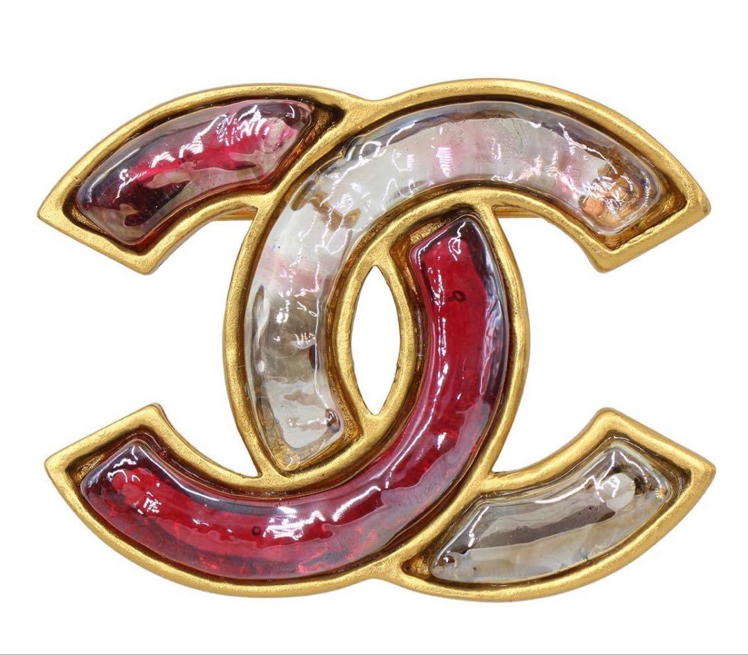 R2831 超美品!! シャネル ココマーク カラーストーン ブローチ