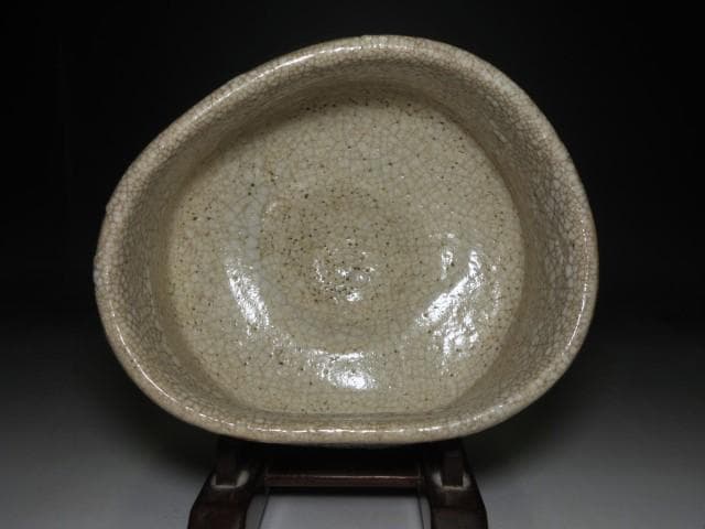 時代／古志野 大茶碗／美濃焼 絵志野 大沓茶碗／時代桐箱入り