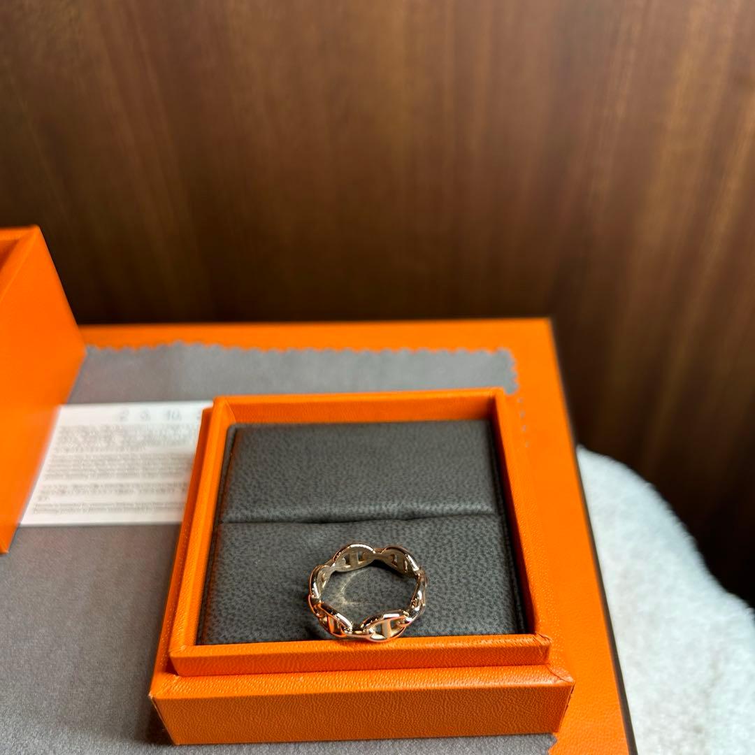 エルメス シェーヌ ダンクル アンシェネpm リング 49ピンクゴールド