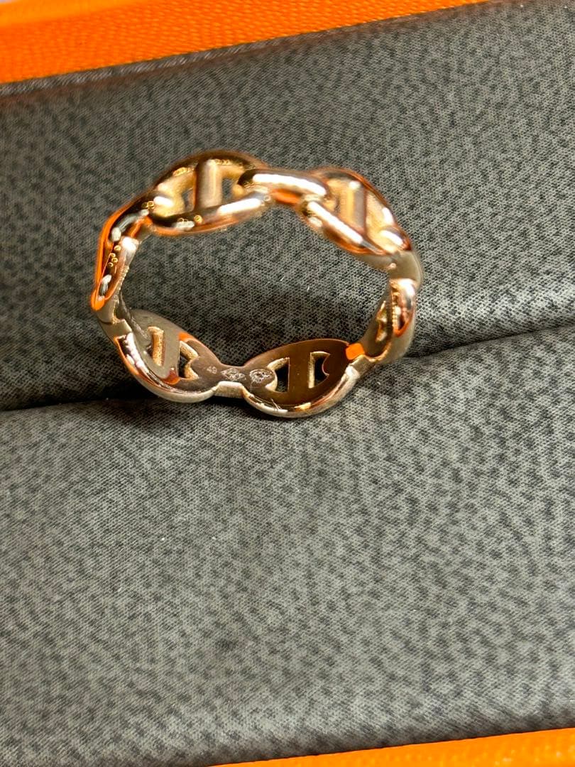 エルメス シェーヌ ダンクル アンシェネpm リング 49ピンクゴールド