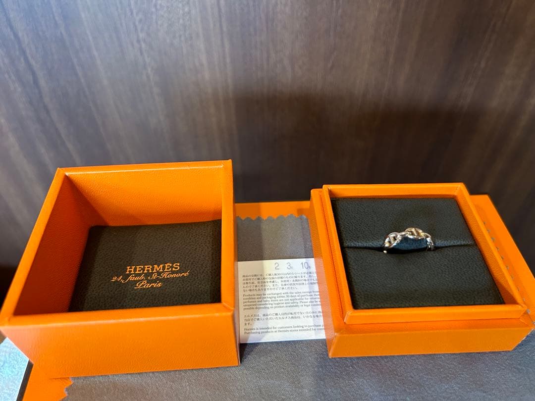 エルメス シェーヌ ダンクル アンシェネpm リング 49ピンクゴールド