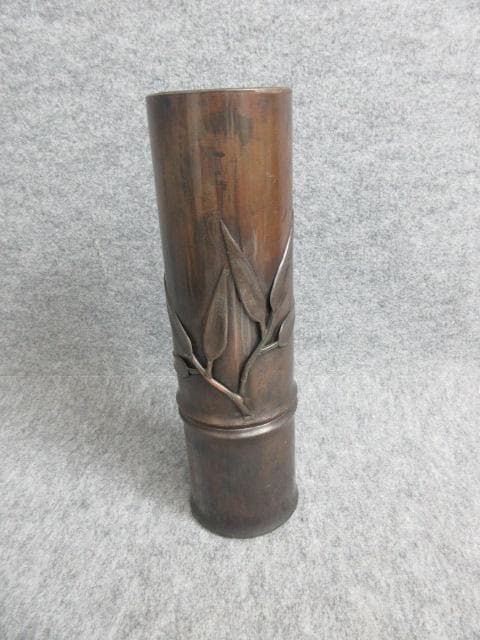 銅製竹筒形花器 [B27880]