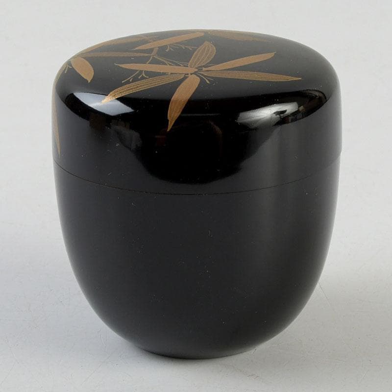 茶道具　輪島塗　稲忠謹製　笹蒔絵　棗　共布共箱　V　9359