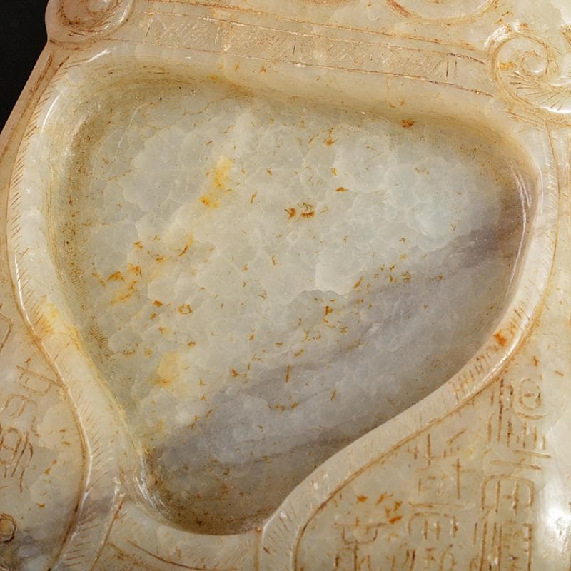 中国　玉石白玉彫刻　蝉　水孟　置物　紙鎮　M　R5485