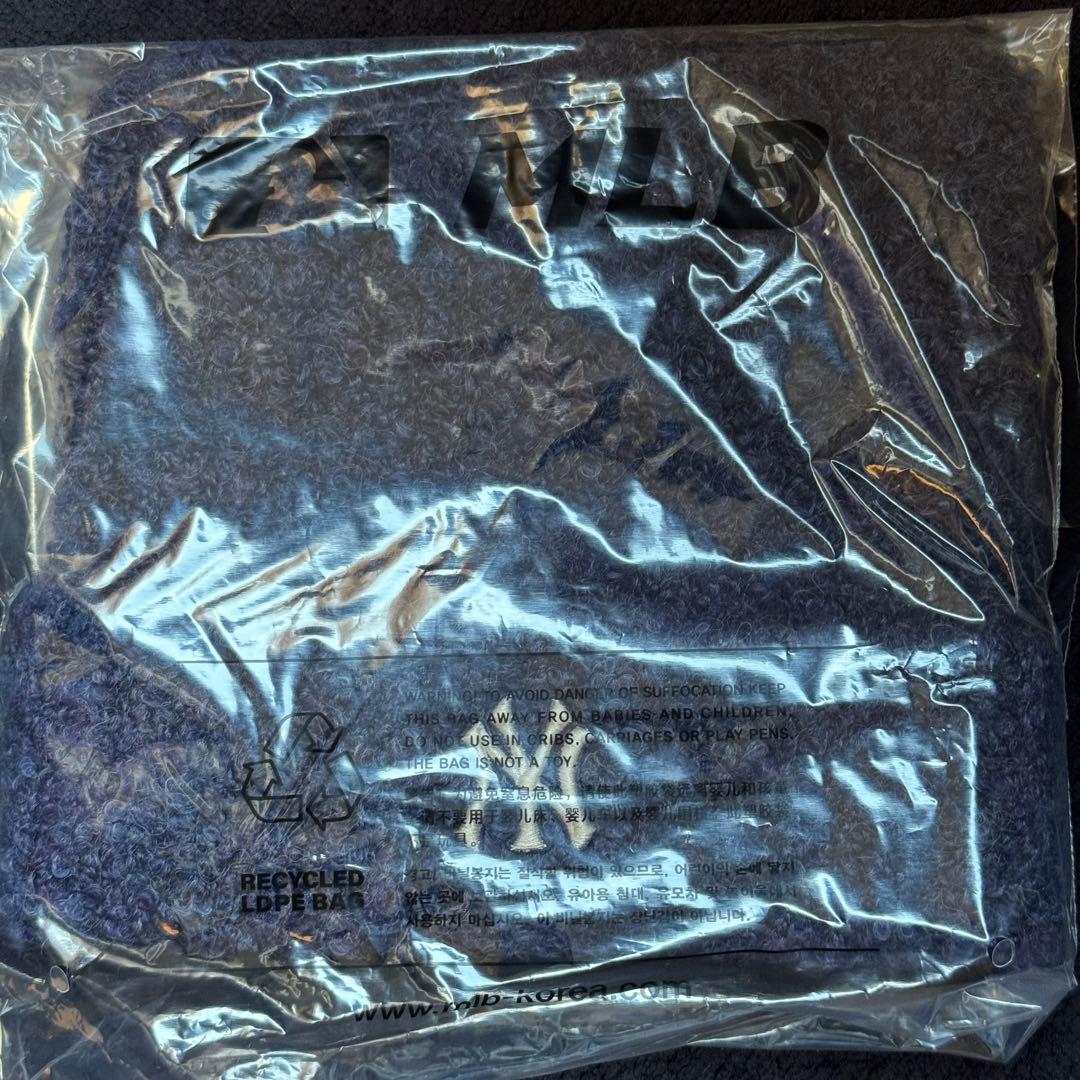 MLB korea 猫耳ビーニー ニット帽 青色