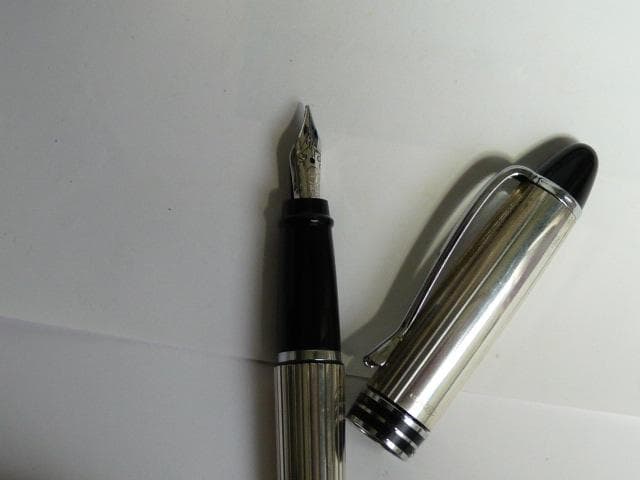 未使用　AURORA イプシロン 万年筆 スターリングシルバー 14金 字幅M