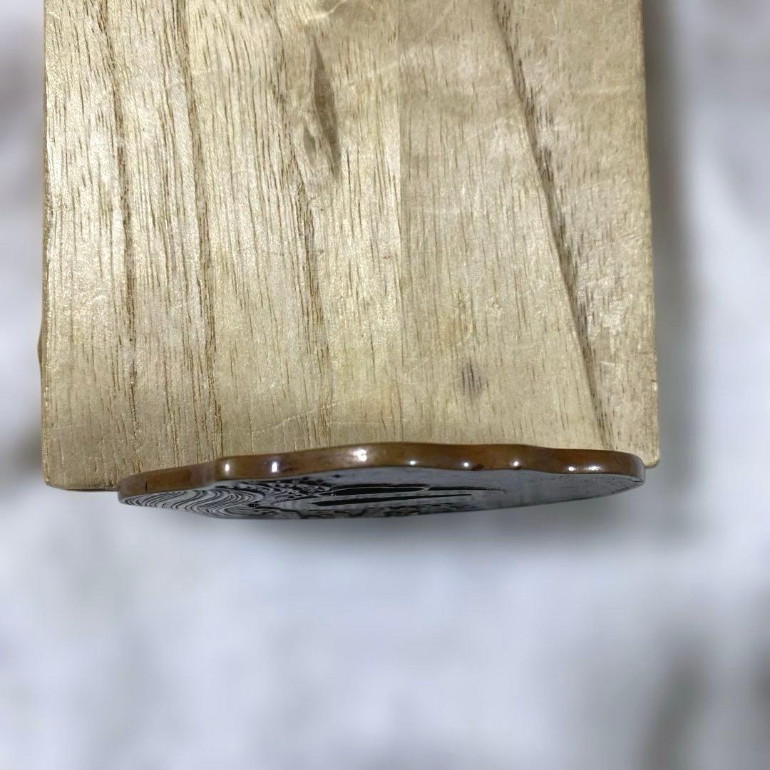 B-37 鍔　素銅地変形鍔波濤図　武具　刀装具　江戸時代　骨董品　美術品　工芸品