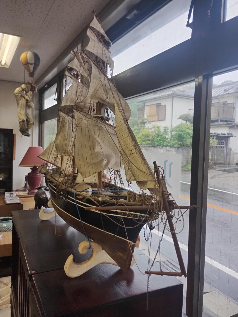 木製帆船模型 約60cm 未清掃現状品 インテリア 一品もの