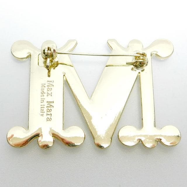 美品MAX MARA マックスマーラ M型ブローチ ゴールド＆クリア 石取れなし