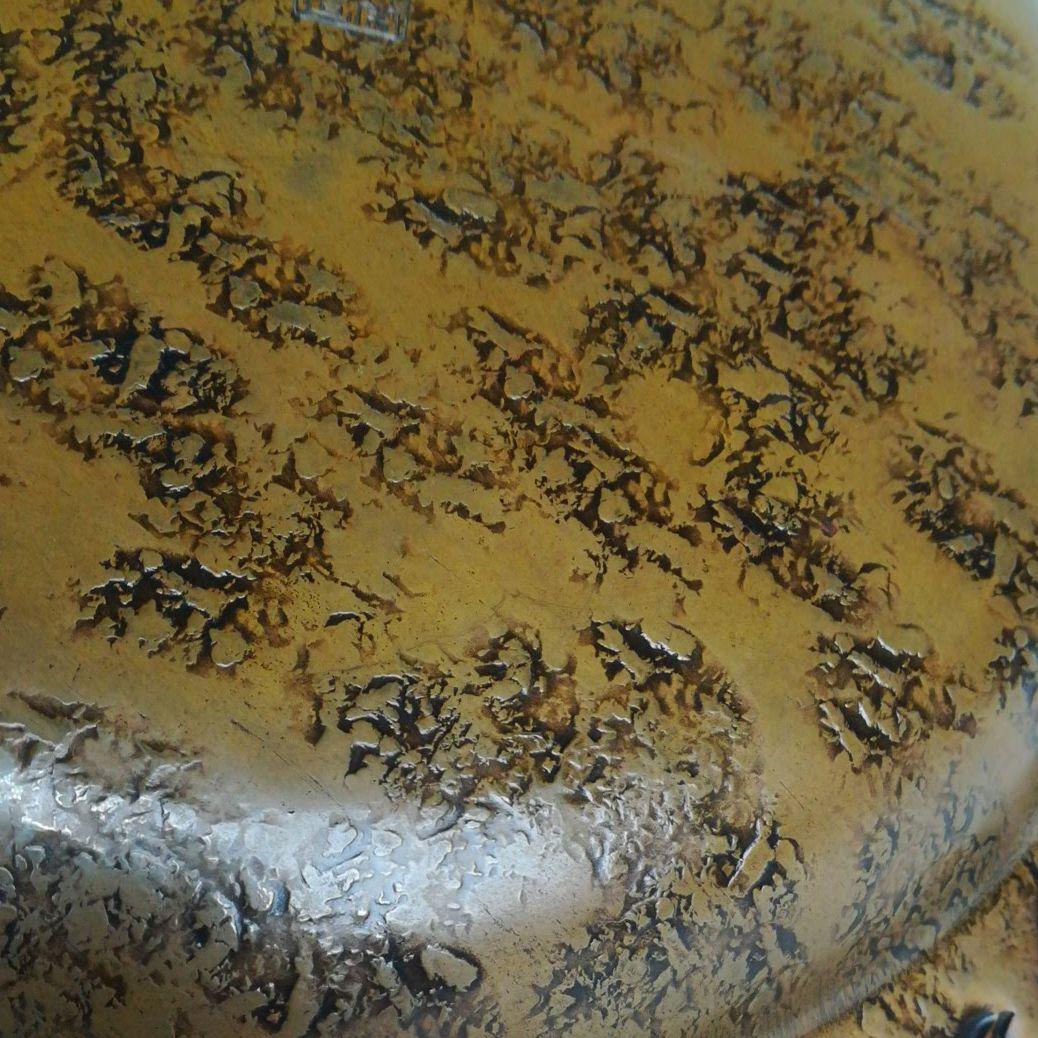 古い時代  ブロカント  銅  皿  花リム