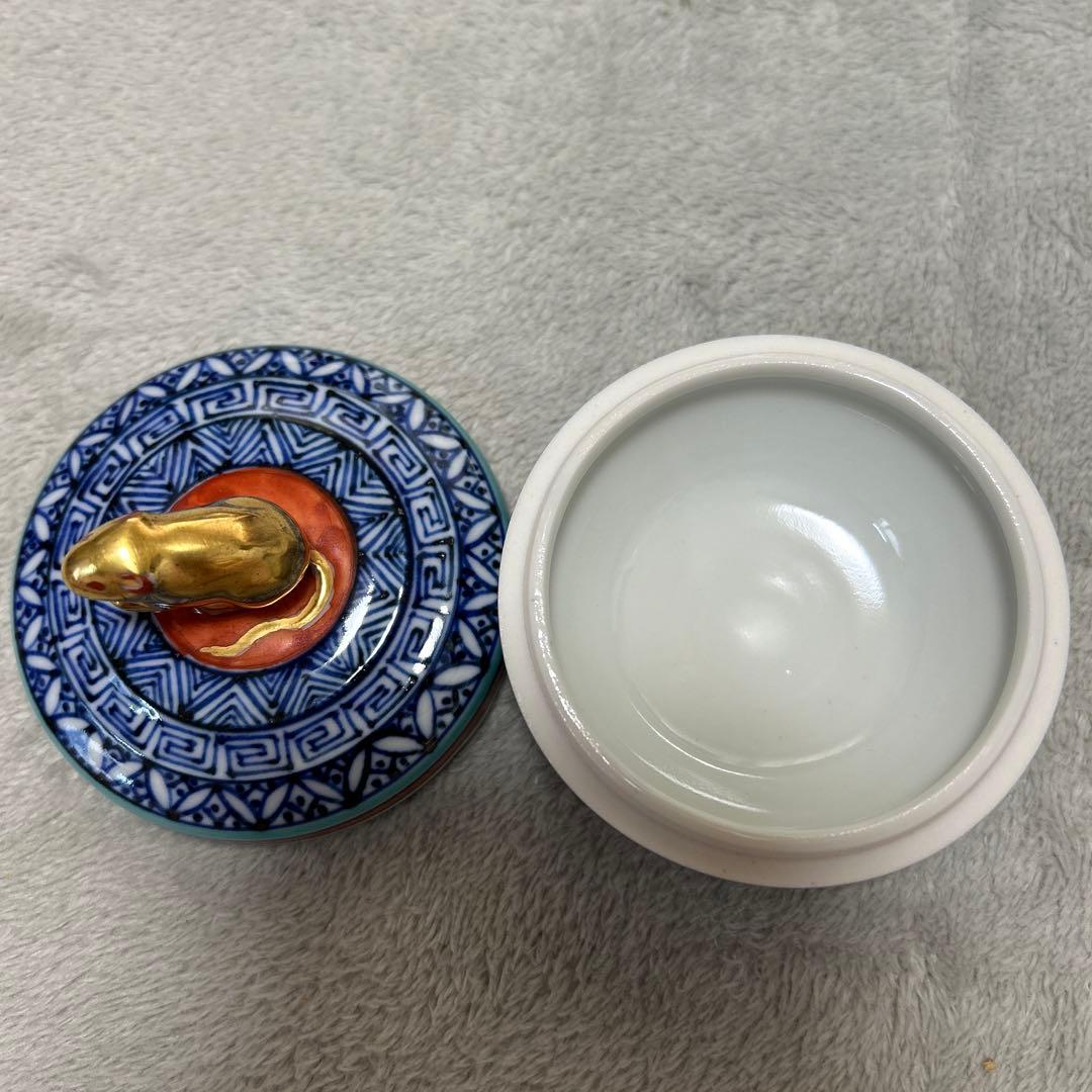 【未使用】茶道具 香合 高野昭阿弥作　干支鼠 和楽庵