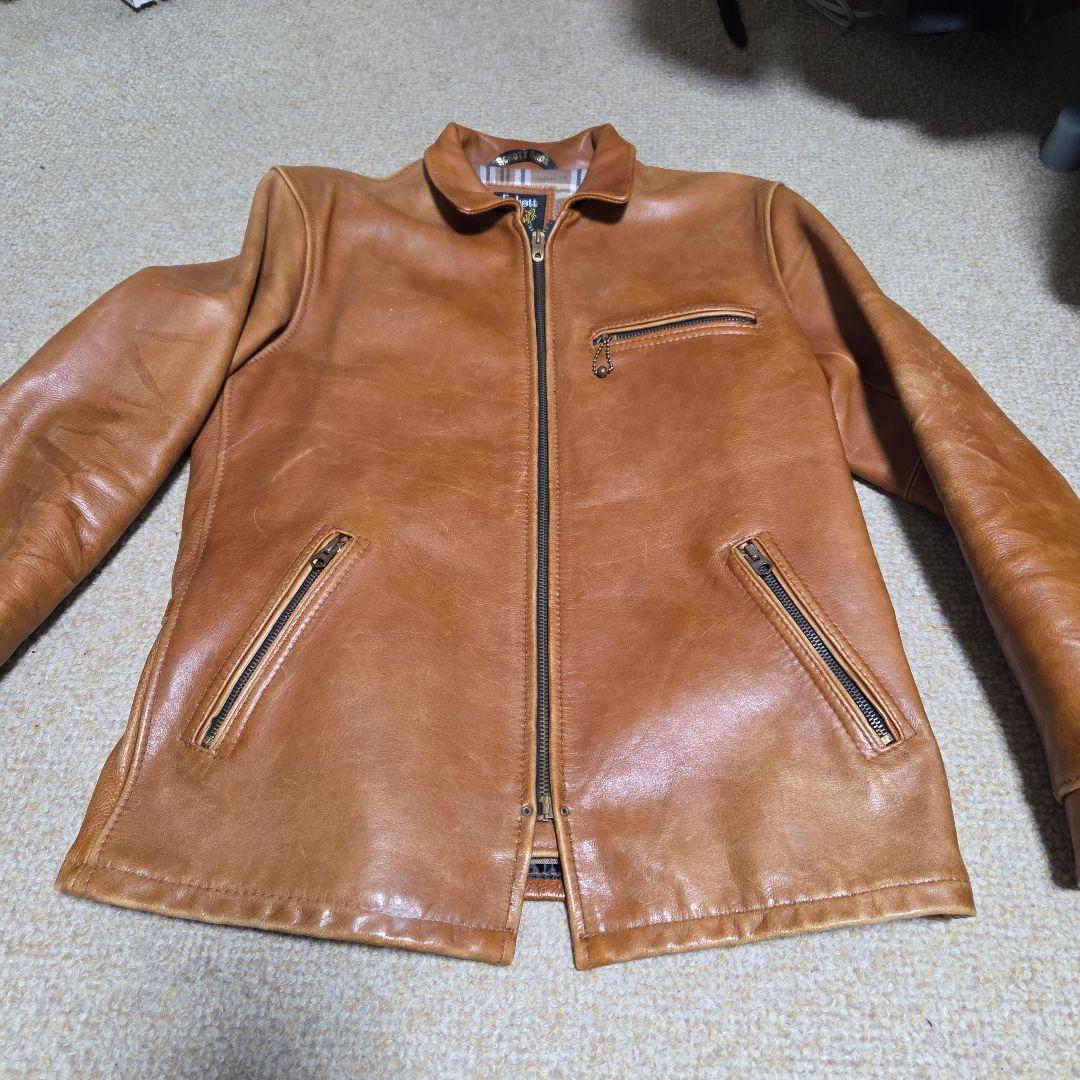 か*す様 Schottシングルライダース本革ブラウン