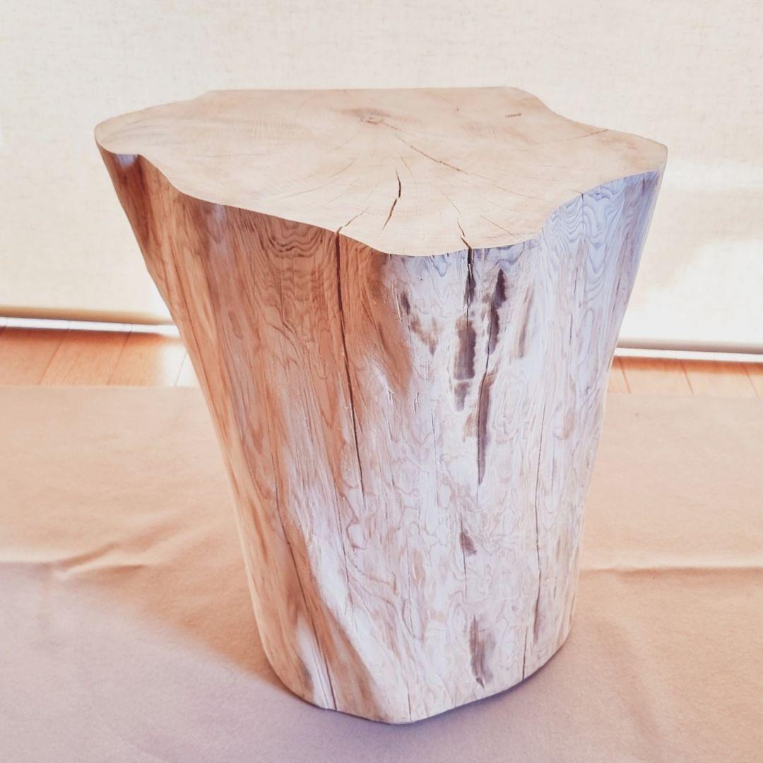 東濃ひのき根元末広がり 切株スツール・テーブル・特大・無垢無塗装・オーガニック