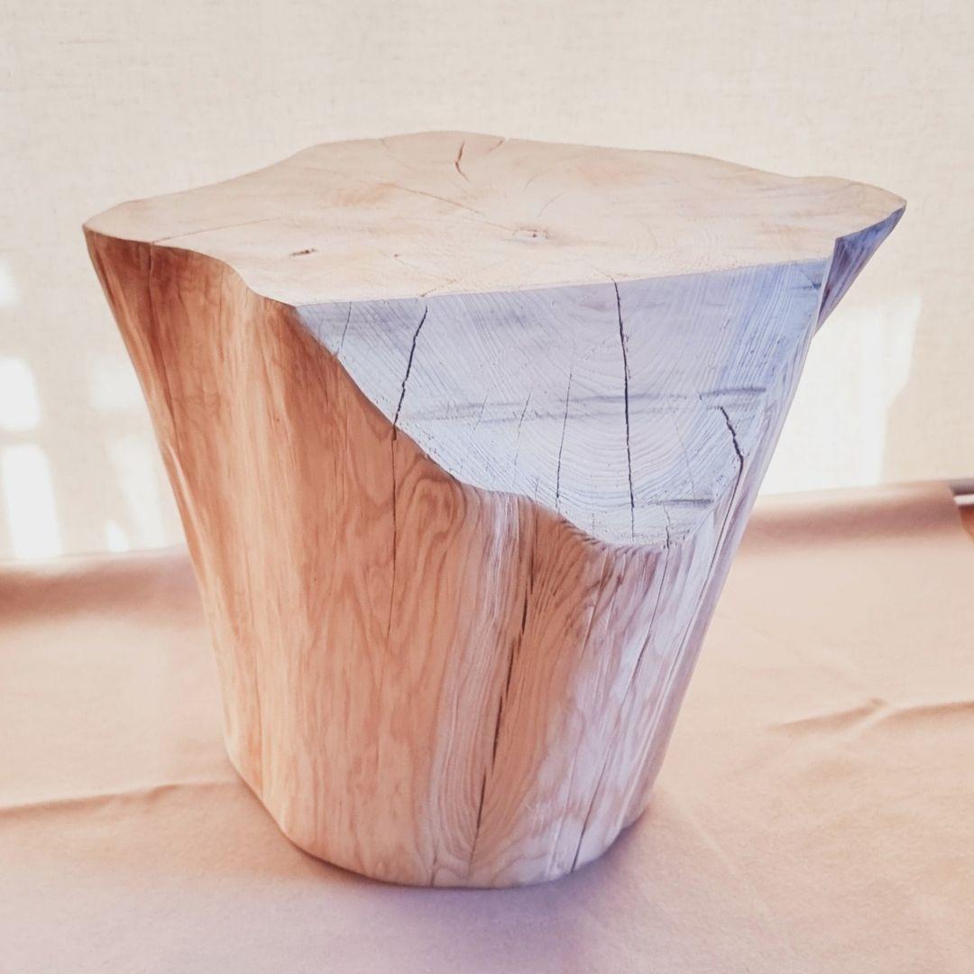 東濃ひのき根元末広がり 切株スツール・テーブル・特大・無垢無塗装・オーガニック