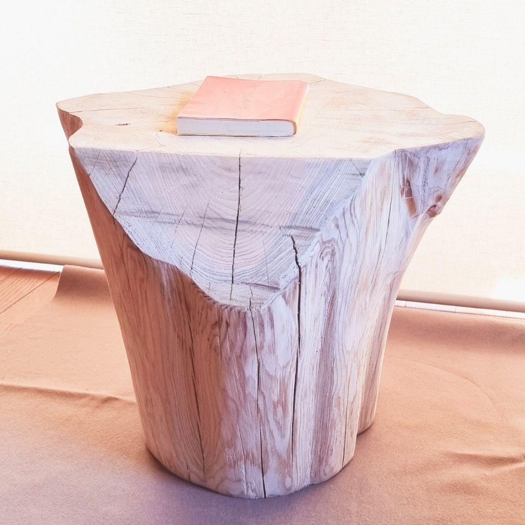 東濃ひのき根元末広がり 切株スツール・テーブル・特大・無垢無塗装・オーガニック