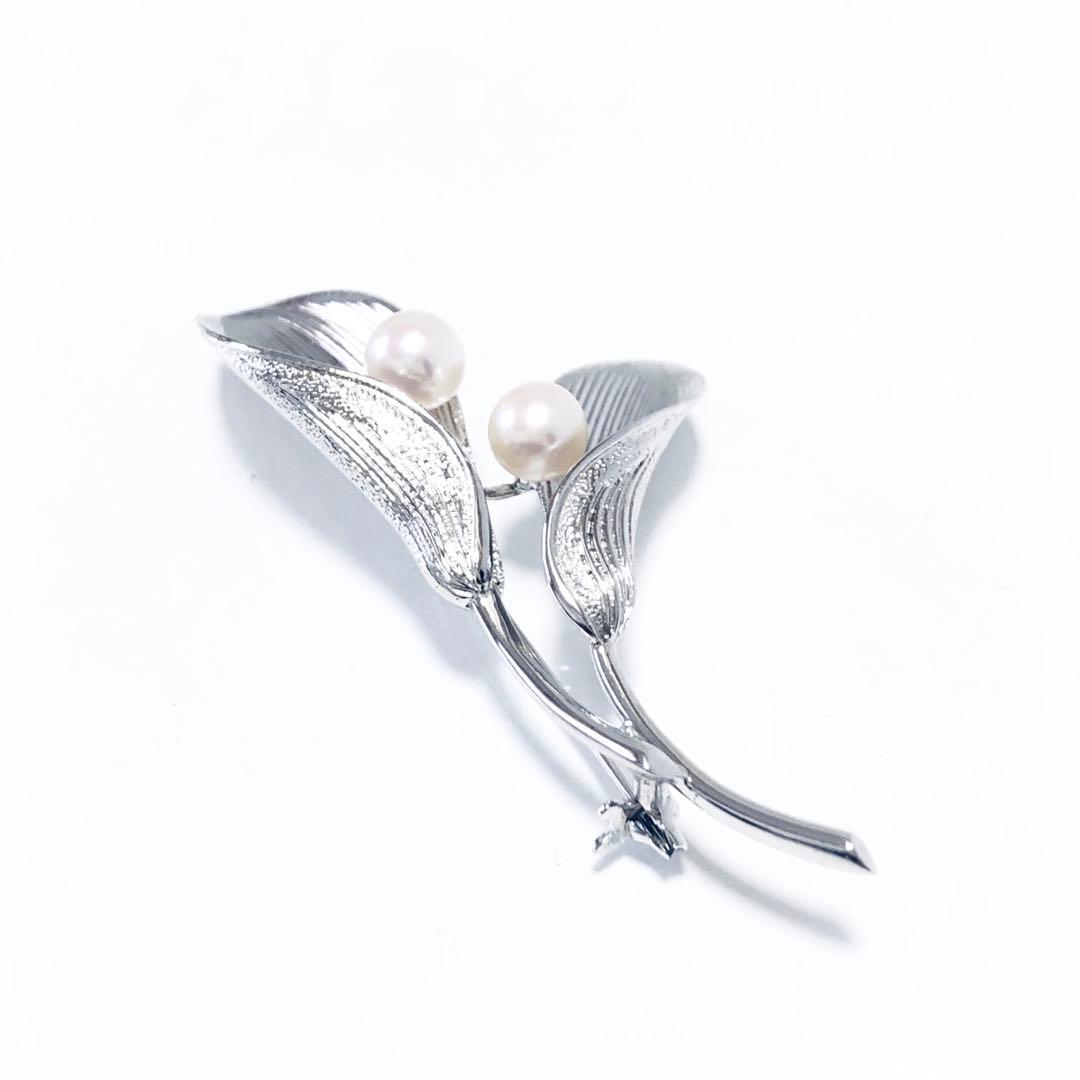 Mikimoto ミキモト パール ブローチ 真珠 リーフ J251061
