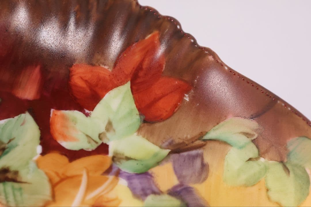 【CM309】オールドノリタケ 風景 薔薇 皿 鉢 幅21.8cm 湖畔 明治