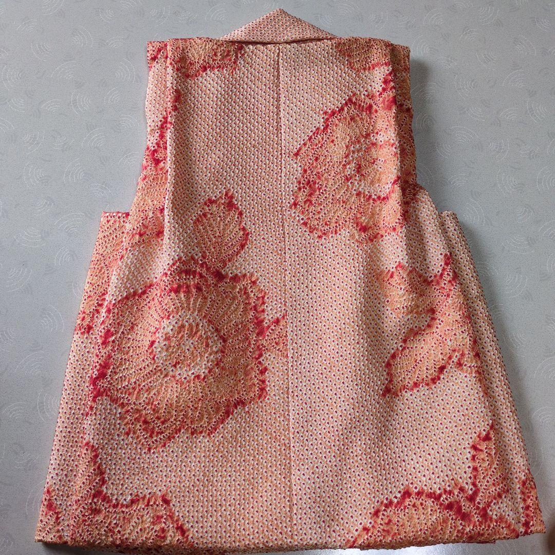 七五三３歳正絹総絞り手縫いの被布と巾着(中綿無し）