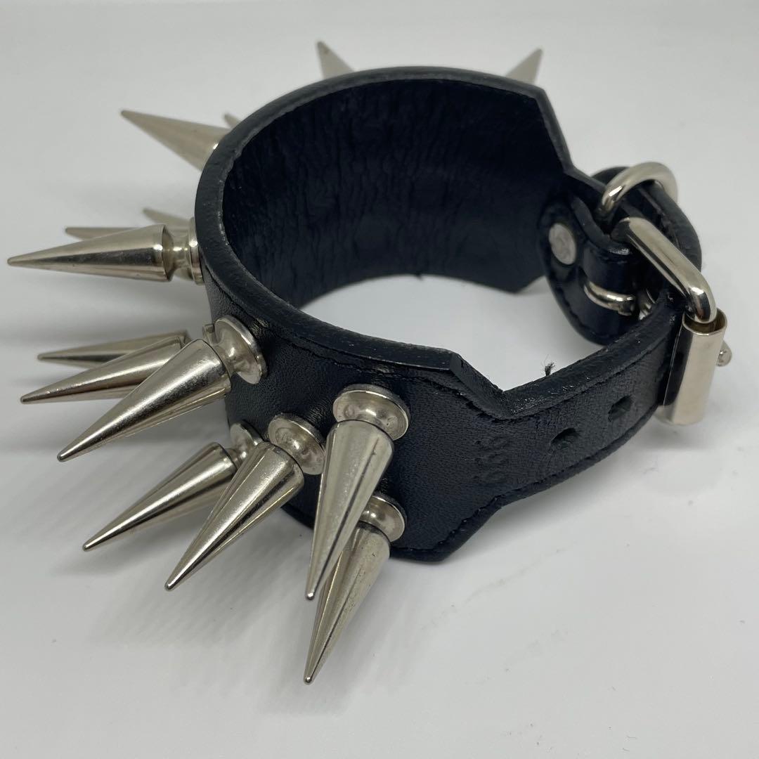 666 多連スパイクリストバンド 本革　パンク ロック系