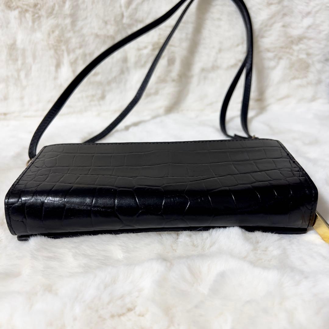 ADMJ ウォレットバッグ 長財布 2way スワロフスキー ビジュー ブラック