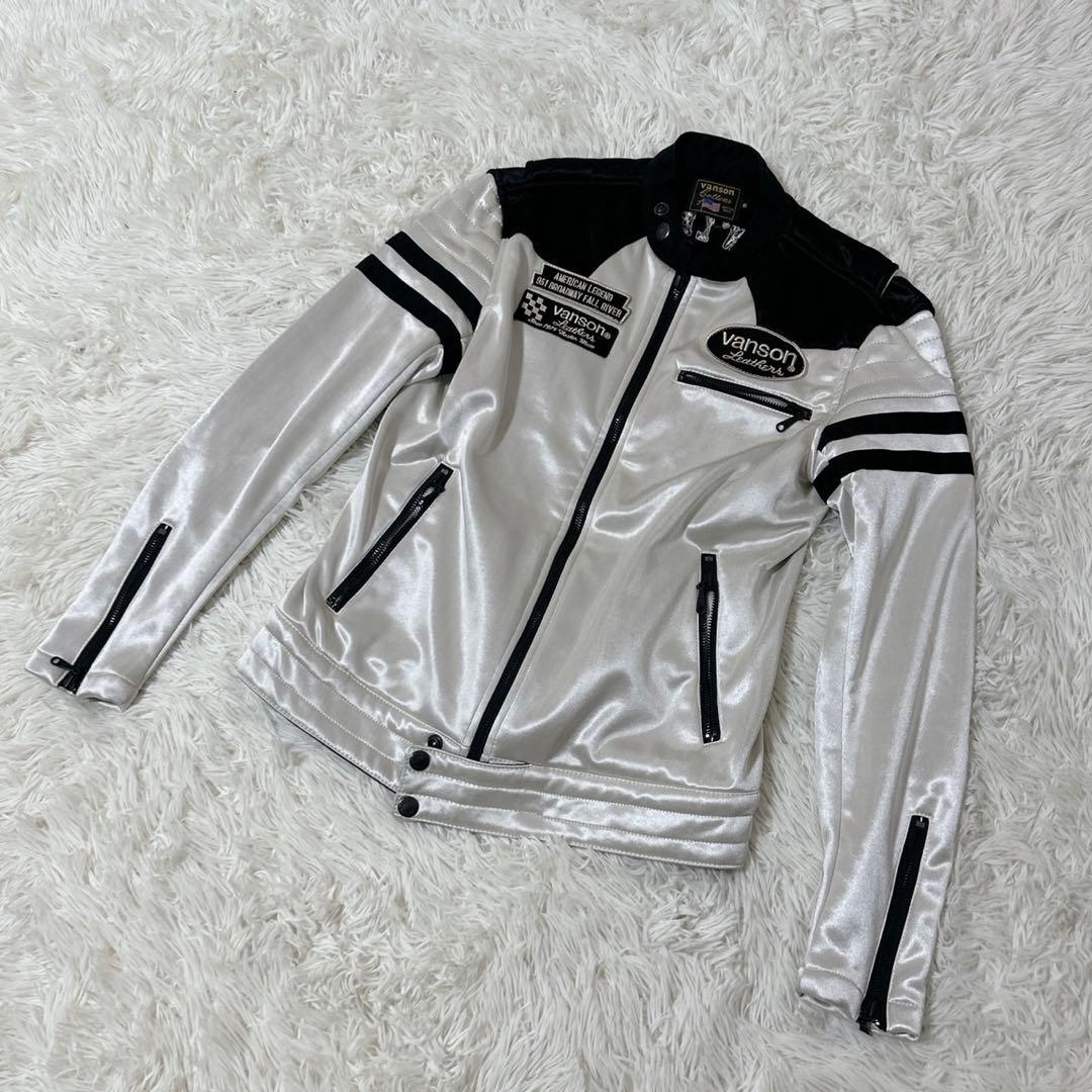 【59】Vanson ボンディングライダースジャケット　シルバー
