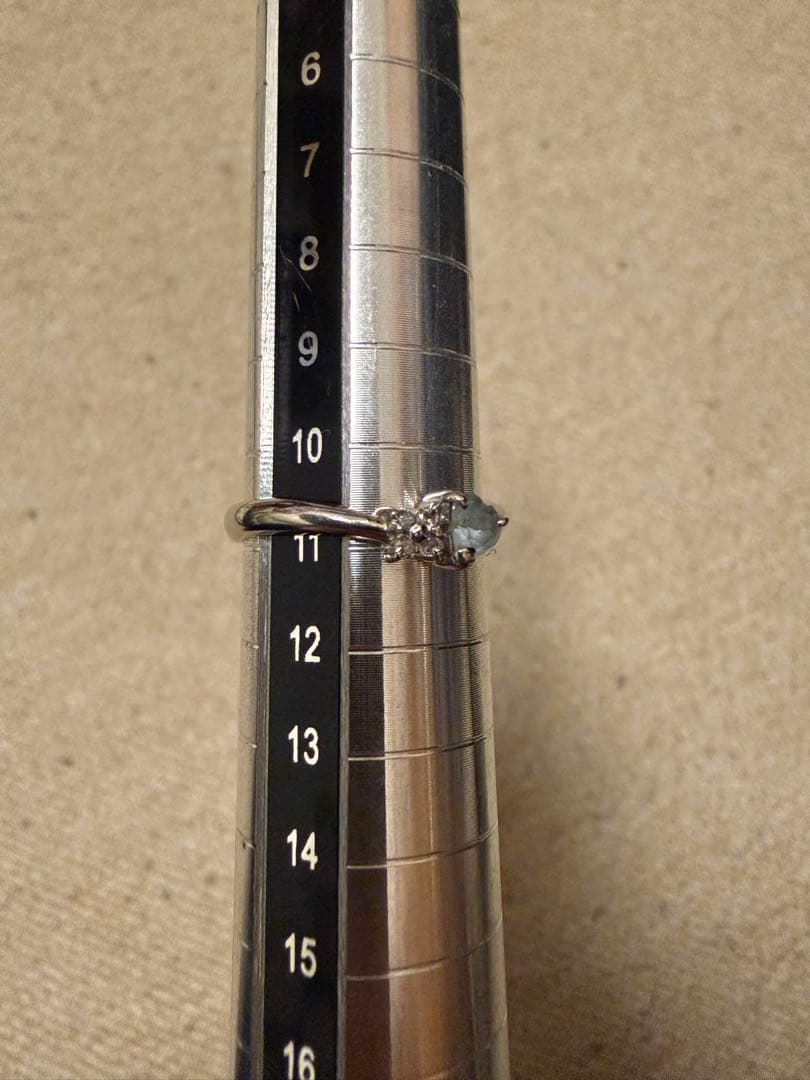 アクアマリン　メレダイヤモンドリング　K14 WG ホワイトゴールド 11号