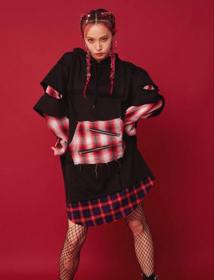 LiSA × Candy Stripper コラボ チェック パーカー