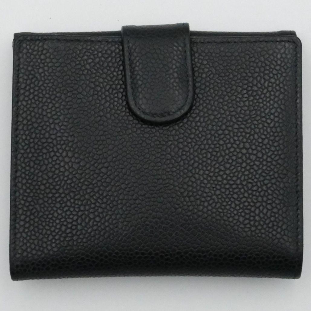 【美品】CHANEL シャネル キャビアスキン Wホック 折り財布 ココマーク