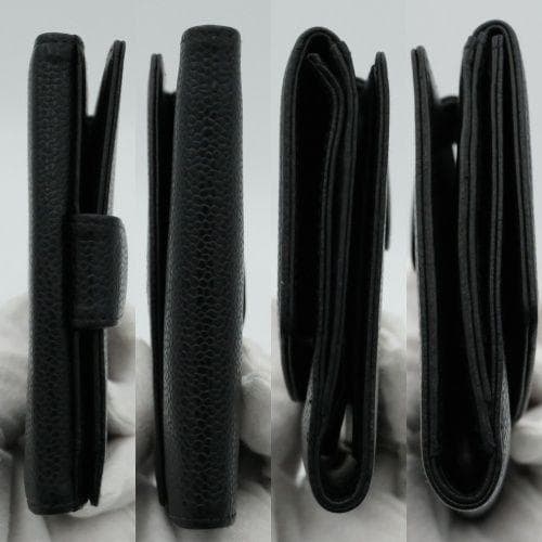 【美品】CHANEL シャネル キャビアスキン Wホック 折り財布 ココマーク