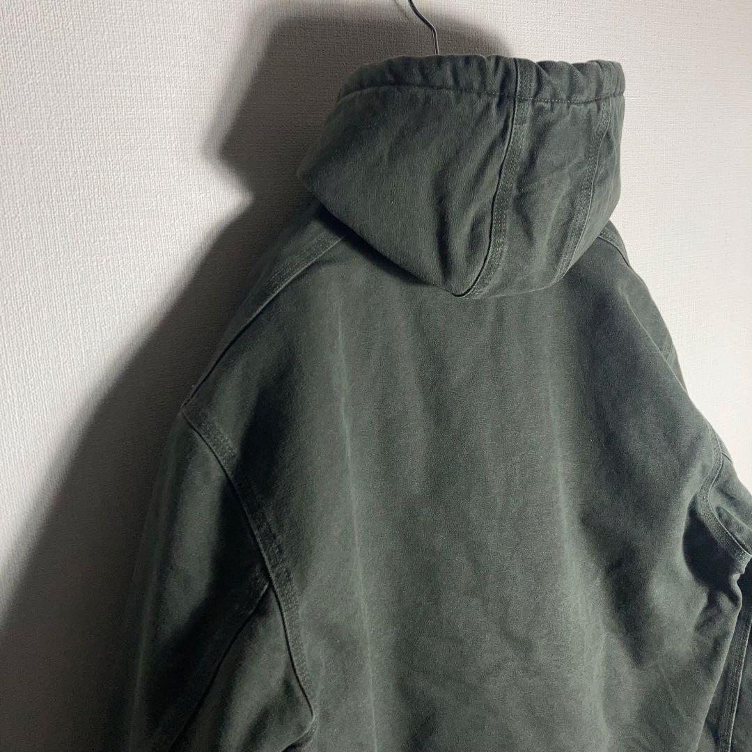 【人気カラー】Carhartt アクティブジャケット 革ロゴ モスグリーン.