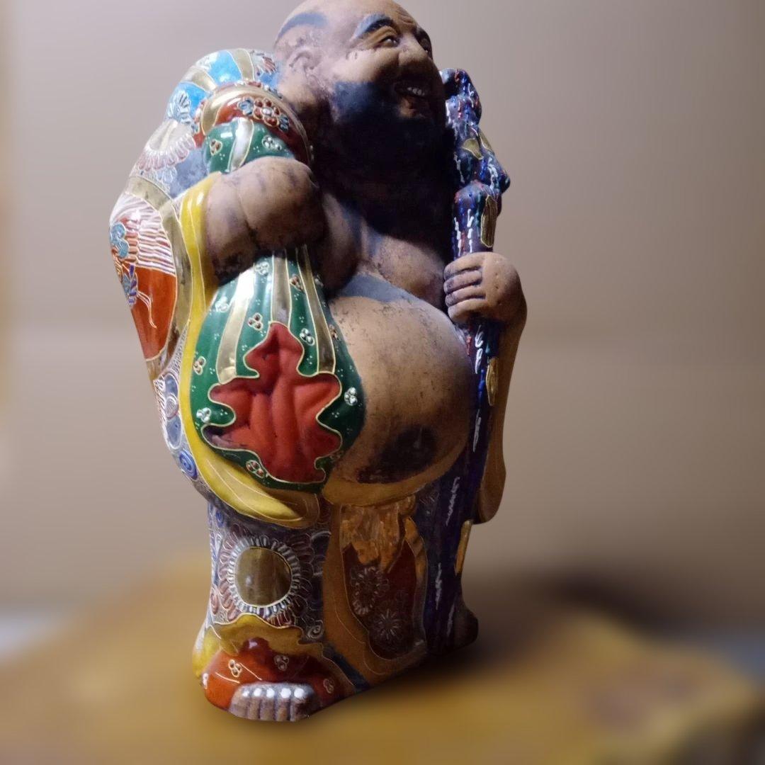 九谷焼　縁起物　特大　笑顔の福の神像 陶器製 45cm　アンティーク