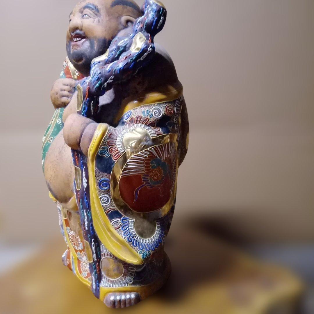 九谷焼　縁起物　特大　笑顔の福の神像 陶器製 45cm　アンティーク
