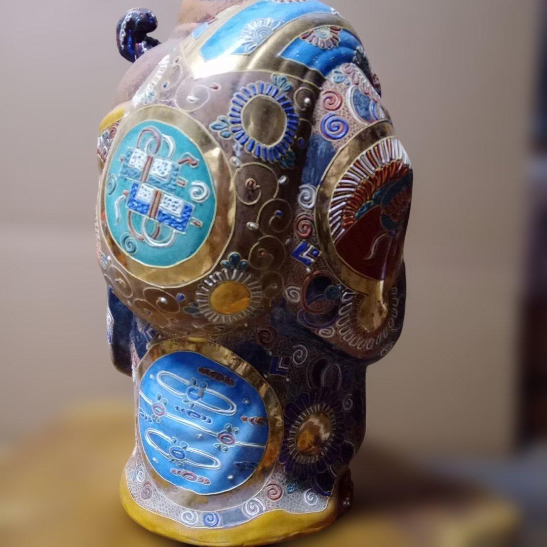 九谷焼　縁起物　特大　笑顔の福の神像 陶器製 45cm　アンティーク