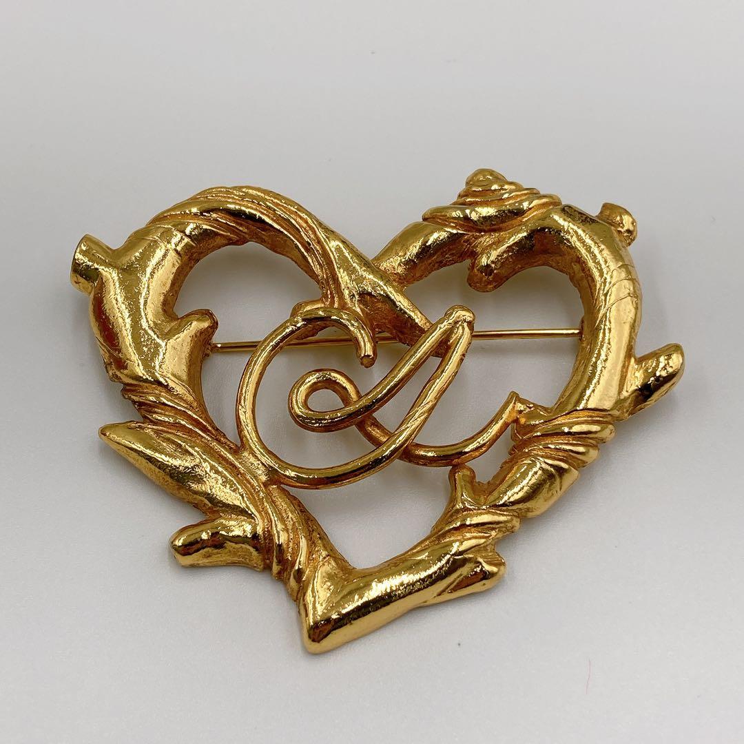 【美品】クリスチャンラクロワ ハート ブローチ ヴィンテージ ゴールド